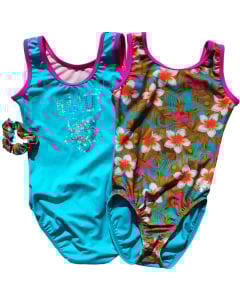 Maui Love - Support Leotard 2 Turquoise brown/pink