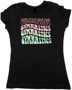 Repeating Gymnastics T-Shirt - Black/Pink/Green