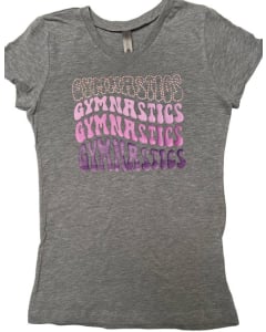 Repeating Gymnastics T-Shirt - Grey/Purple/Pink