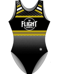 Top Flight Gymnastics MO | Retro Gymnastics Leotard - Front - Black