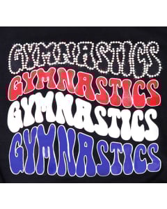 Red, White, and Blue Repeating Gymnastics Sweatshirt - Black - Close Up