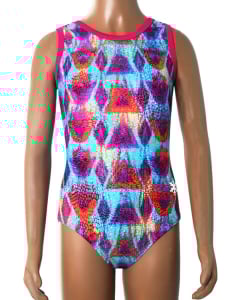 Silly Snake Gymnastics Leotard - Blue/Pink/Purple - Front