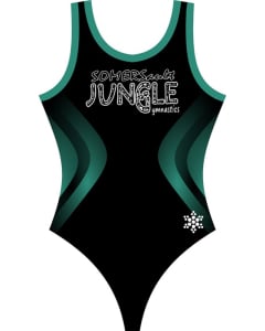 Somersault Trimmed Tank Gymnastics Leotard in Teal - Front