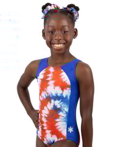 Spirited Gymnastics Leotard | Sleeveless Gymnastics Leotard - Red, white, blue | Front