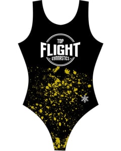 Top Flight Gymnastics | Splatter Team Gymnastics Leotards - Black - Front