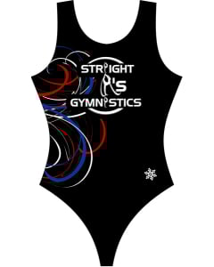 Straight A's Swirl T-back Gymnastics Leotard - Front - Black