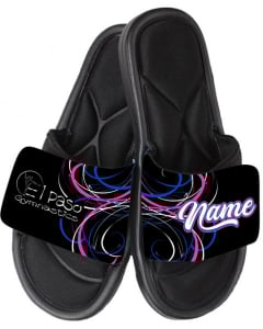 El Paso | Personalized Gymnastics Sandals | Custom Gymnastics Slides | Swirl - Black