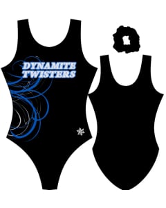 Dynamite Twisters Swirls Sublimated Gymnastic Leotard - Black/Blue