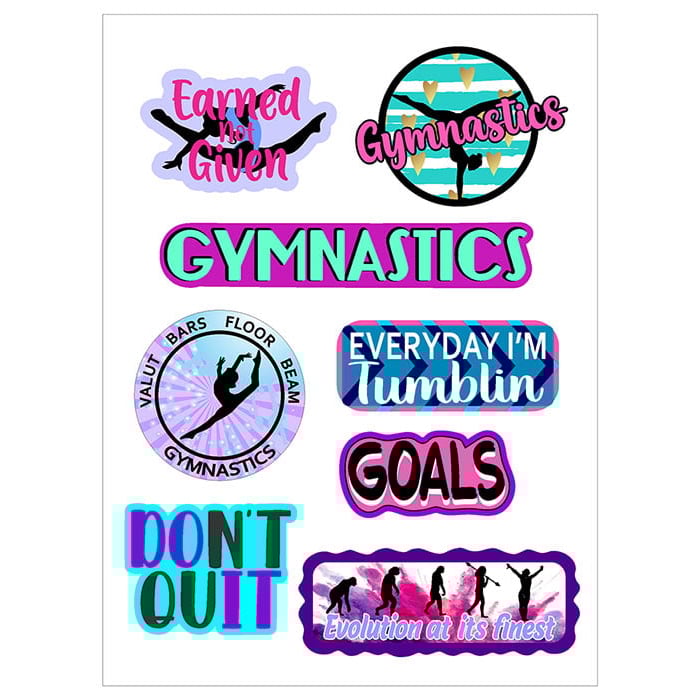 Girls Gymnastics Water Bottle Stickers