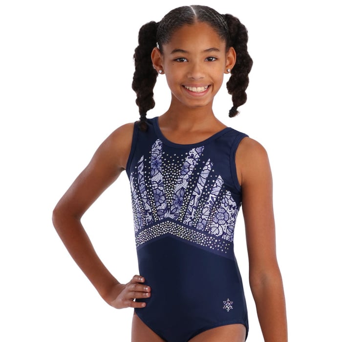 Camille Sleeveless Gymnastics Leotard - Navy