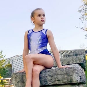 Annabella in Blue Royalty gymnastics leotard