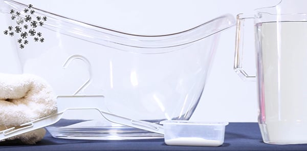 picture of a clear bowl to wash your gymnastics leotard