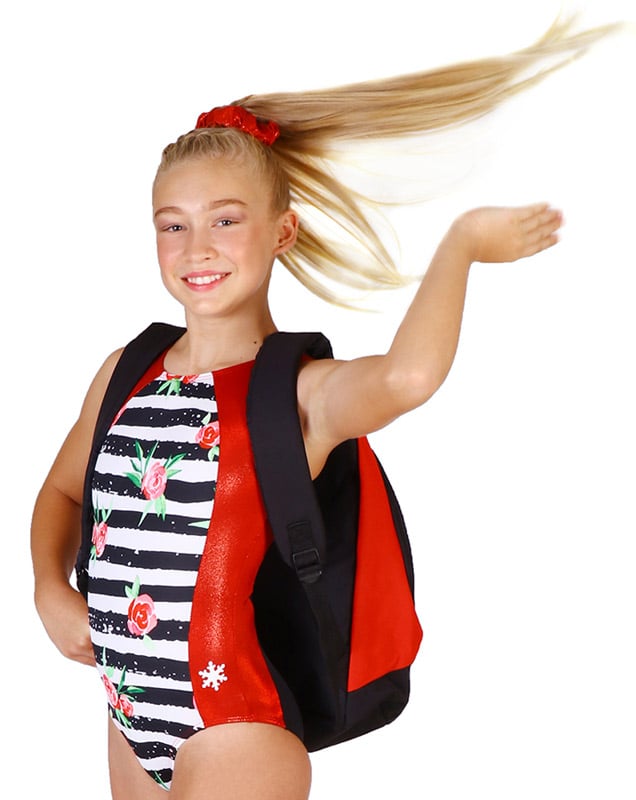 in-vogue gymnastics leotard black red white