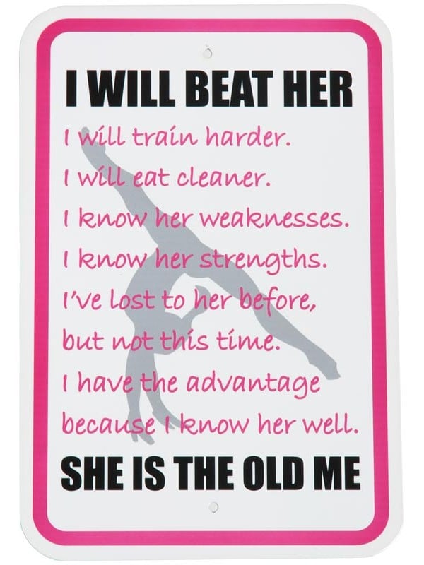 Metal sign with gymnastics quote 