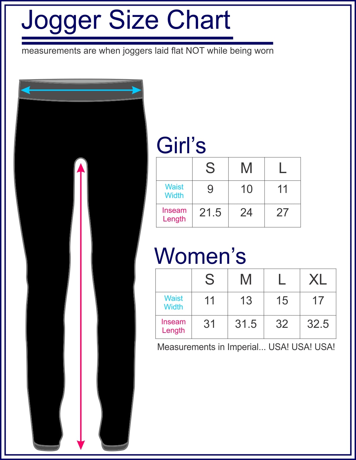 Jogger Size Chart